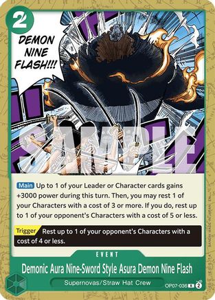 Demonic Aura Nine-Sword Style Asura Demon Nine Flash (Reprint) (OP07-036) - Starter Deck 24: GREEN Jewelry Bonney