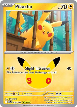 Pikachu 036/128 - Holofoil ME 30th Celebration - Pikachu Rare