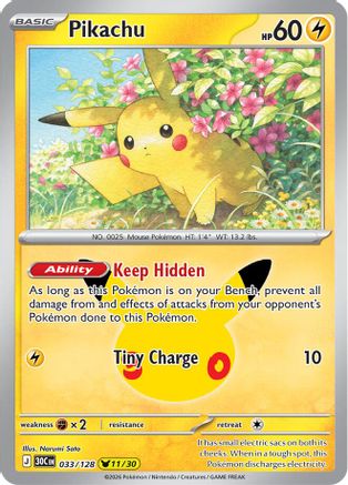 Pikachu 033/128 - Holofoil ME 30th Celebration - Pikachu Rare