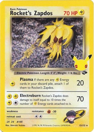 Rocket's Zapdos 015  - Holofoil Celebrations Classic Collection - Classic Collection